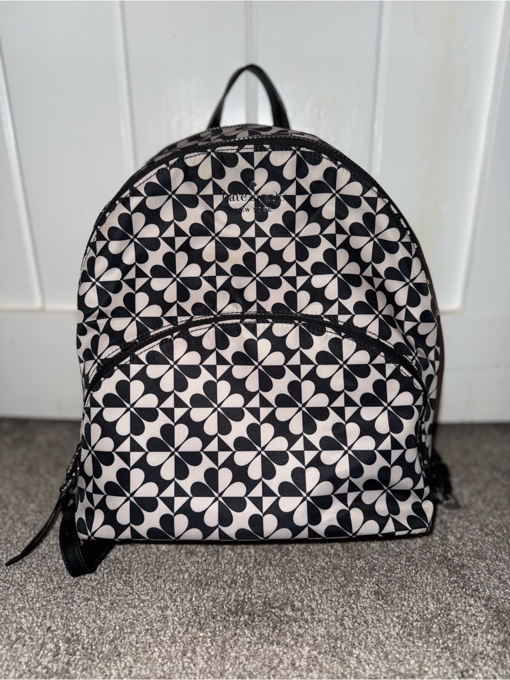 kate spade Black and White Floral Geometric Backpack